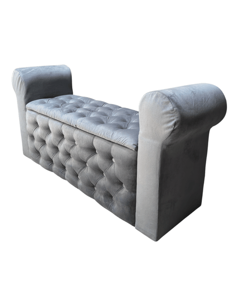 BANQUETA BAUL CON BRAZOS FELPA GRIS -2