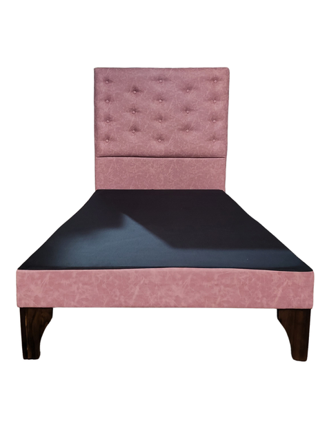 Cama Europea 1.5 Plazas + Respaldo Palo Rosa A Piso + Colchón Resorte-4
