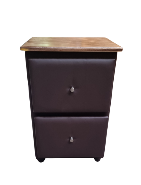Velador Doble Cajón Chocolate Eco cuero-0