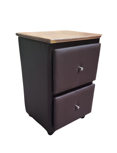 Velador Doble Cajón Chocolate Eco cuero-1