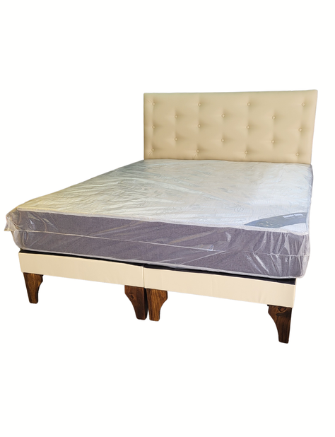 CAMA EUROPEA RIMAR 2P BEIGE CUERO PU-2