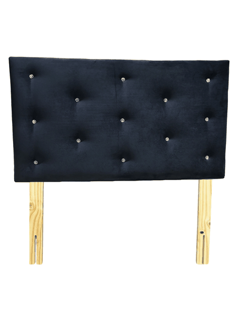 Respaldo 1.5 P Boton Diamante Negro Felpa Muebles Rimar-0