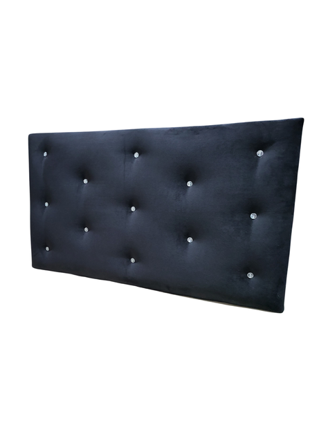 Respaldo 1.5 P Boton Diamante Negro Felpa Muebles Rimar-1