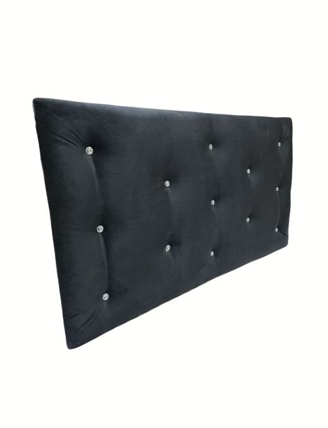Respaldo 1.5 P Boton Diamante Negro Felpa Muebles Rimar-4