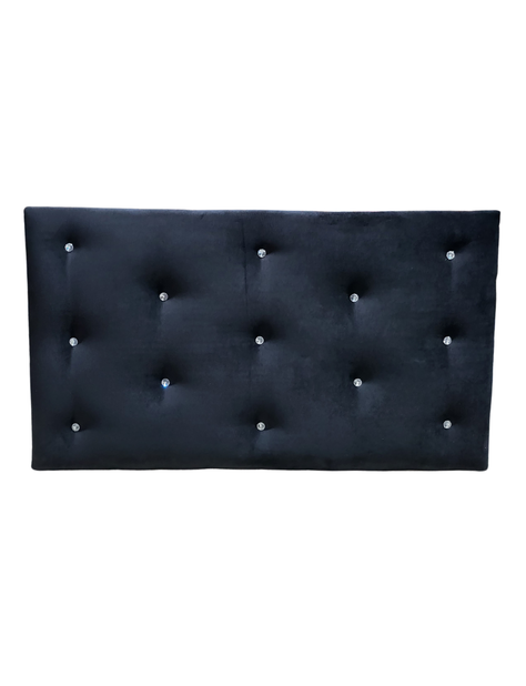 Respaldo 1.5 P Boton Diamante Negro Felpa Muebles Rimar-5