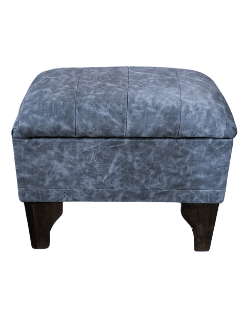 Banqueta Baúl Tubular Gris Marmoleado Eco Cuero 60x40x45x20 Rimar-0