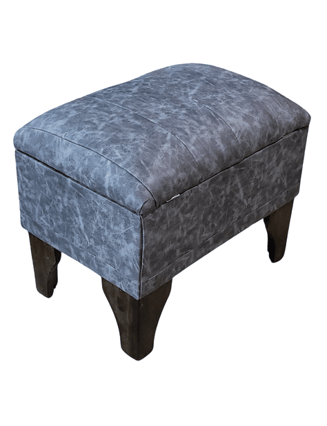 Banqueta Baúl Tubular Gris Marmoleado Eco Cuero 60x40x45x20 Rimar-1