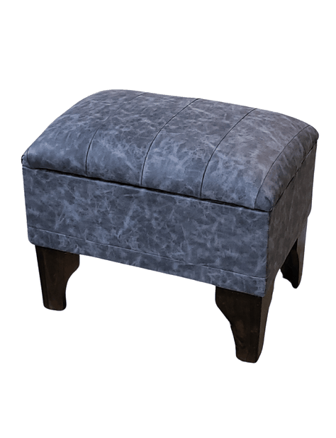Banqueta Baúl Tubular Gris Marmoleado Eco Cuero 60x40x45x20 Rimar-2