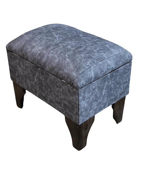 Banqueta Baúl Tubular Gris Marmoleado Eco Cuero 60x40x45x20 Rimar-3
