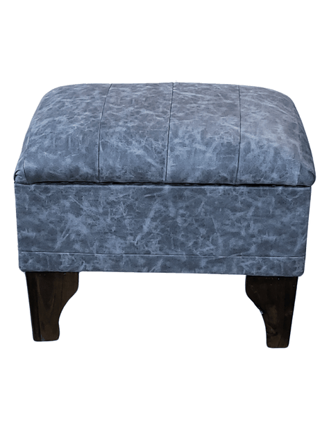 Banqueta Baúl Tubular Gris Marmoleado Eco Cuero 60x40x45x20 Rimar-4