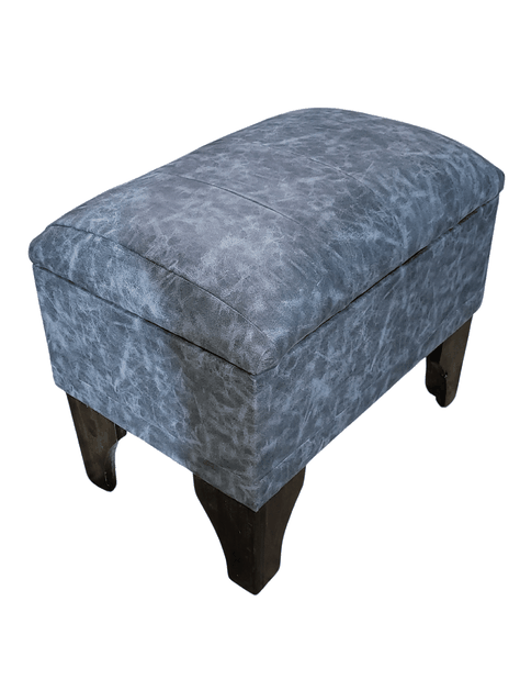Banqueta Baúl Tubular Gris Marmoleado Eco Cuero 60x40x45x20 Rimar-5