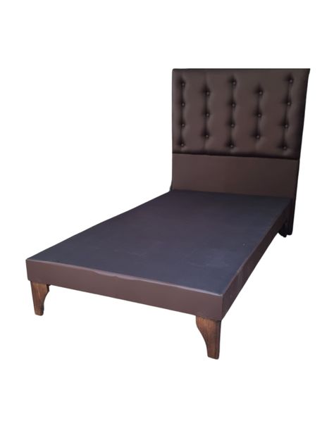 Base Cama Europea 1.5 plazas + Respaldo a Piso Chocolate Eco Cuero-2