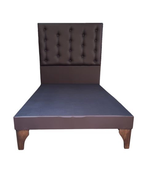 Base Cama Europea 1.5 plazas + Respaldo a Piso Chocolate Eco Cuero-0