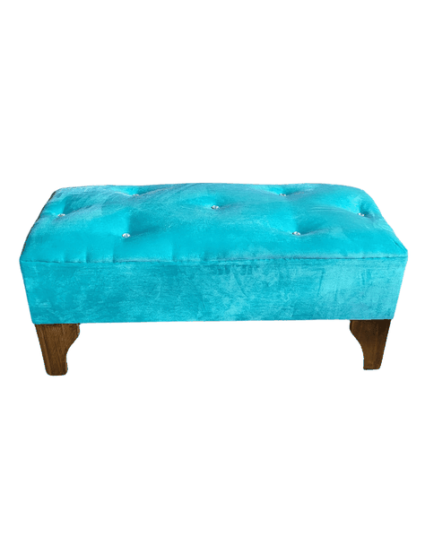 Banqueta Botón Diamante turquesa Felpa 100x40x40 Rimar-0