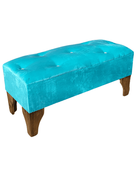Banqueta Botón Diamante turquesa Felpa 100x40x40 Rimar-1