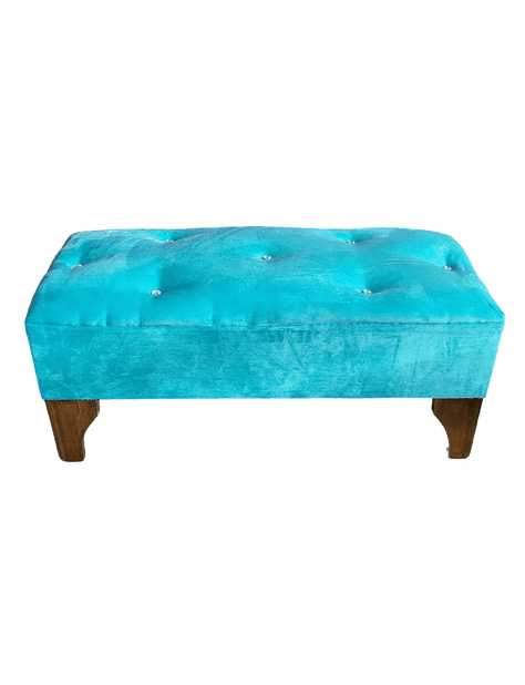 Banqueta Botón Diamante turquesa Felpa 100x40x40 Rimar-2