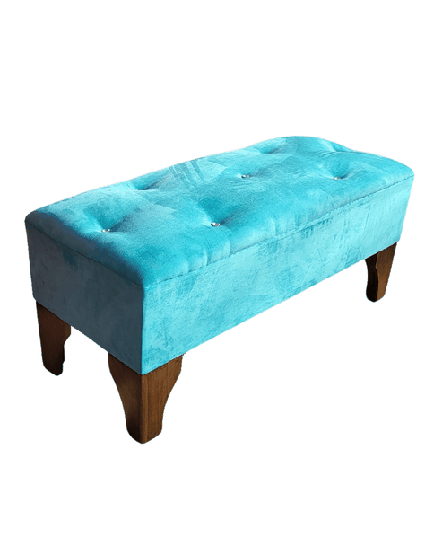 Banqueta Botón Diamante turquesa Felpa 100x40x40 Rimar-4