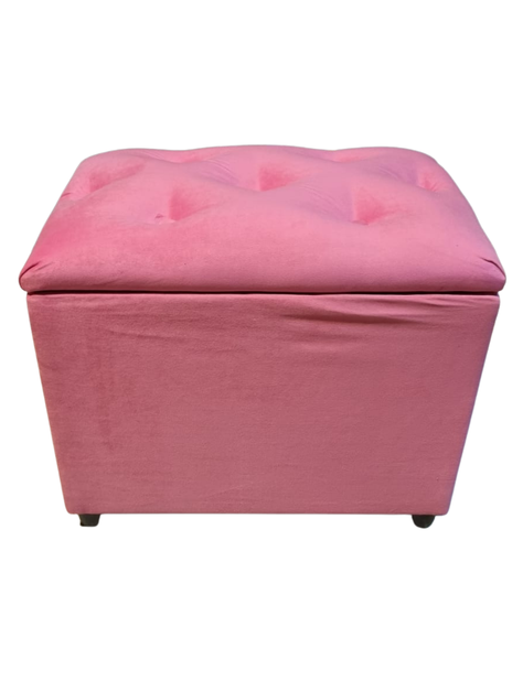 Baúl Botone Rosado Felpa 60x35x50 Muebles Rimar-0