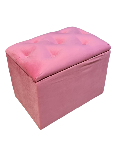 Baúl Botone Rosado Felpa 60x35x50 Muebles Rimar-1