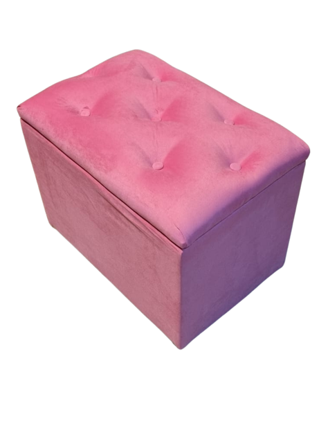 Baúl Botone Rosado Felpa 60x35x50 Muebles Rimar-2