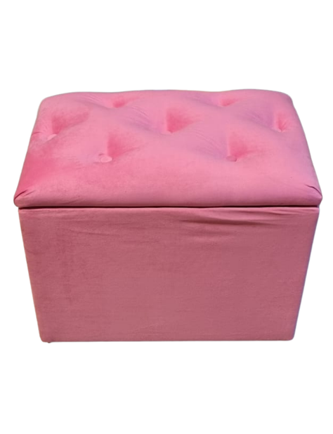 Baúl Botone Rosado Felpa 60x35x50 Muebles Rimar-3