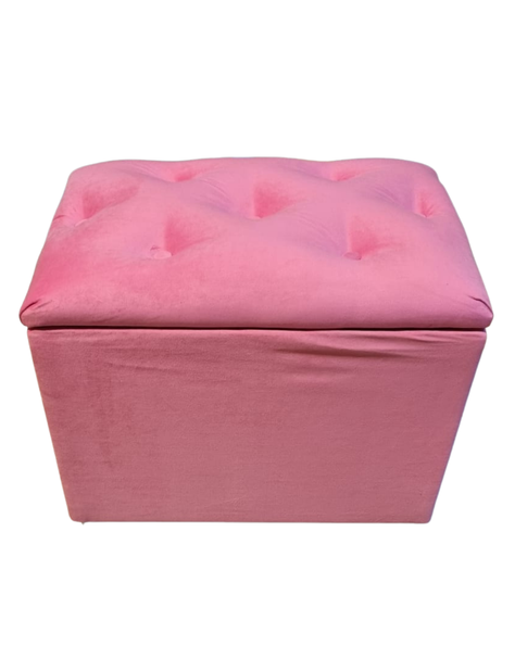 Baúl Botone Rosado Felpa 60x35x50 Muebles Rimar-4