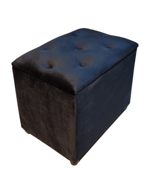 Baúl Botone Negro Felpa 60x35x50 Muebles Rimar-1