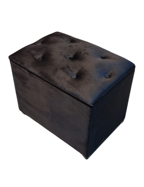 Baúl Botone Negro Felpa 60x35x50 Muebles Rimar-2