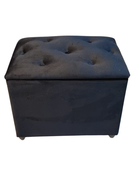 Baúl Botone Negro Felpa 60x35x50 Muebles Rimar-3