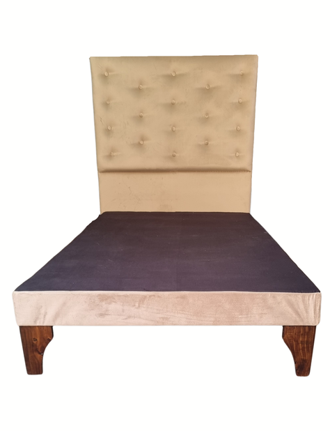 Cama 1.5P Respaldo a Piso Beige + Colchón -2