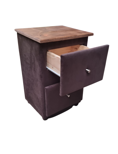Velador Doble Cajon Chocolate Felpa -2