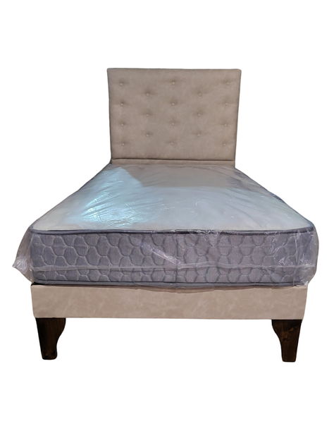 Cama Europea 1.5 P + Respaldo Beige a Piso-0