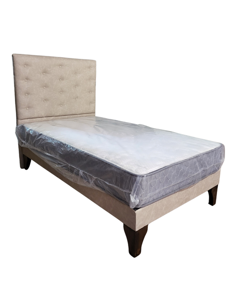 Cama Europea 1.5 P + Respaldo Beige a Piso-1