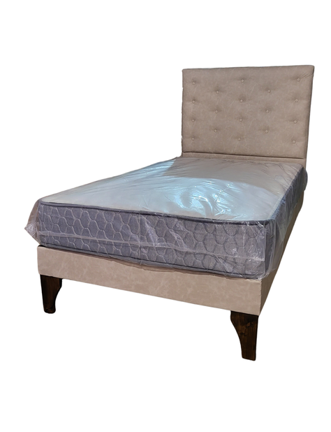 Cama Europea 1.5 P + Respaldo Beige a Piso-2