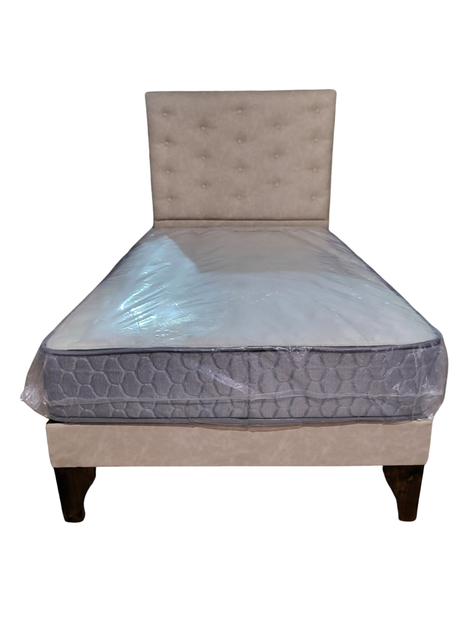 Cama Europea 1.5 P + Respaldo Beige a Piso-3