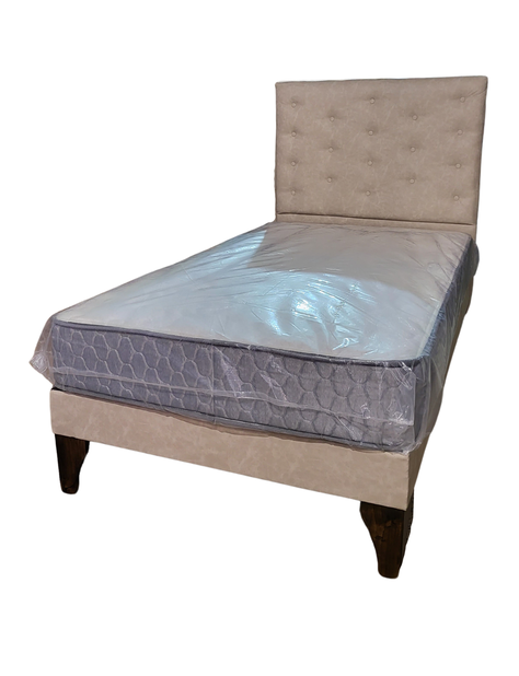 Cama Europea 1.5 P + Respaldo Beige a Piso-4