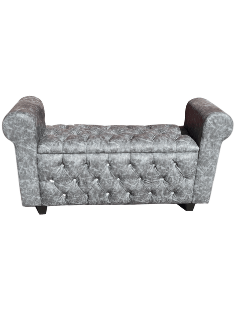 BANQUETA BAUL CAPITONE GRIS MARMOLEADO DIAMANTE ECO CUERO RIMAR-1