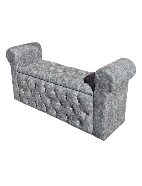 BANQUETA BAUL CAPITONE GRIS MARMOLEADO DIAMANTE ECO CUERO RIMAR-2