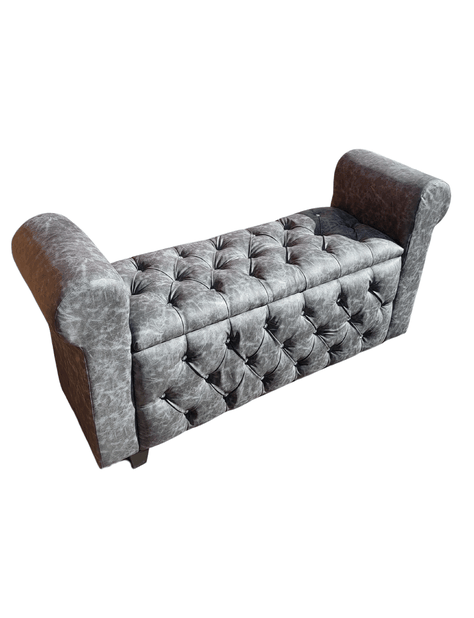 BANQUETA BAUL CAPITONE GRIS MARMOLEADO DIAMANTE ECO CUERO RIMAR-3