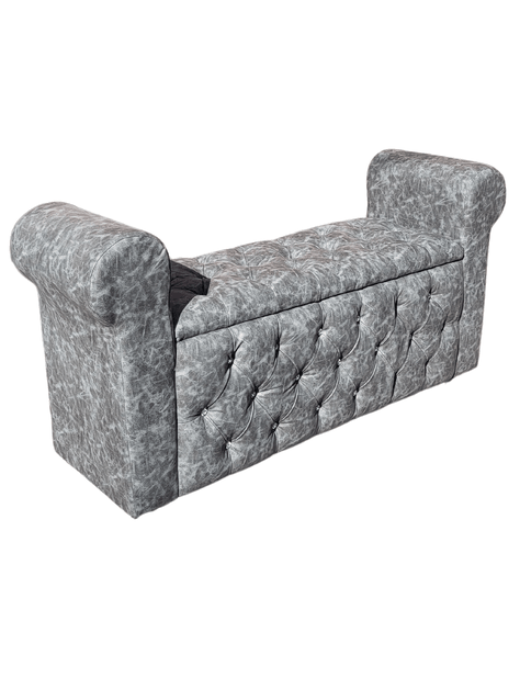 BANQUETA BAUL CAPITONE GRIS MARMOLEADO DIAMANTE ECO CUERO RIMAR-4