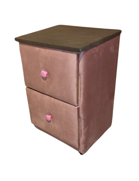 Velador Doble Cajón Palo Rosa Felpa -3