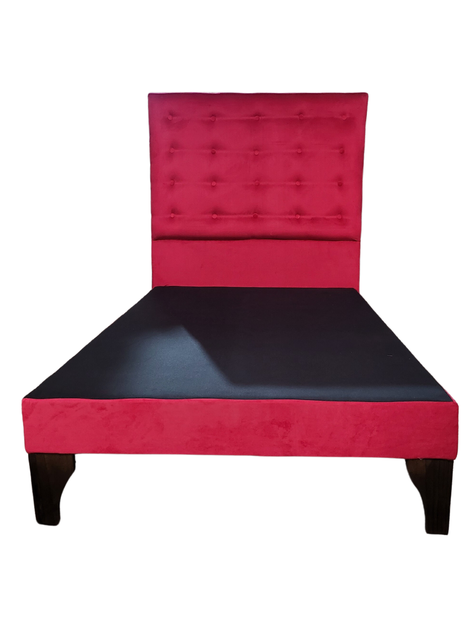 Cama Europea 1.5 Plazas + Respaldo Rojo A Piso -4