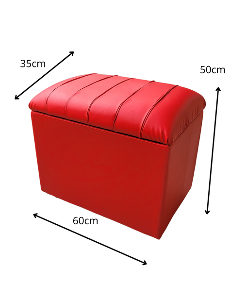 Baúl Tubular Rojo Eco Cuero Muebles Rimar-2