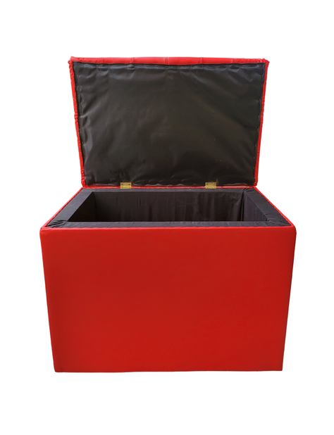 Baúl Tubular Rojo Eco Cuero Muebles Rimar-4