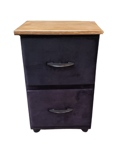 Velador Doble Cajon Negro Felpa -0