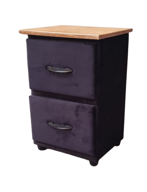 Velador Doble Cajon Negro Felpa -2
