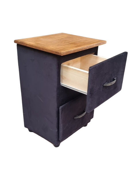 Velador Doble Cajon Negro Felpa -3