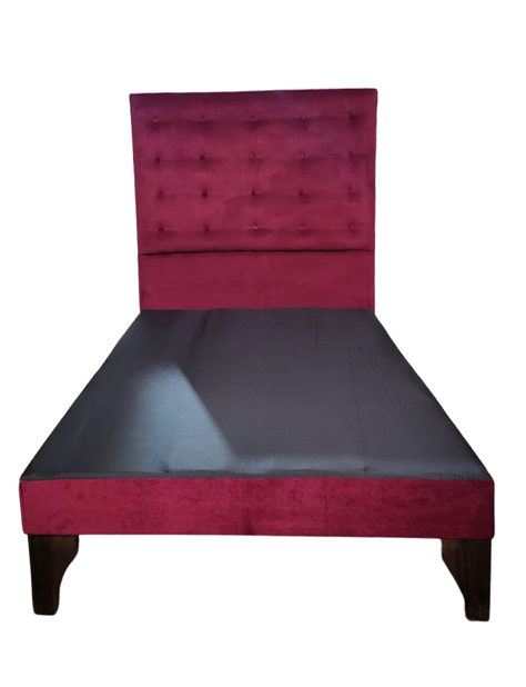 Cama Europea 1.5 Plazas + Respaldo Burdeo A Piso + Colchón Resorte-4