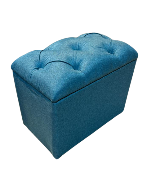 Banqueta Baul Capitoné Turquesa Lino-1