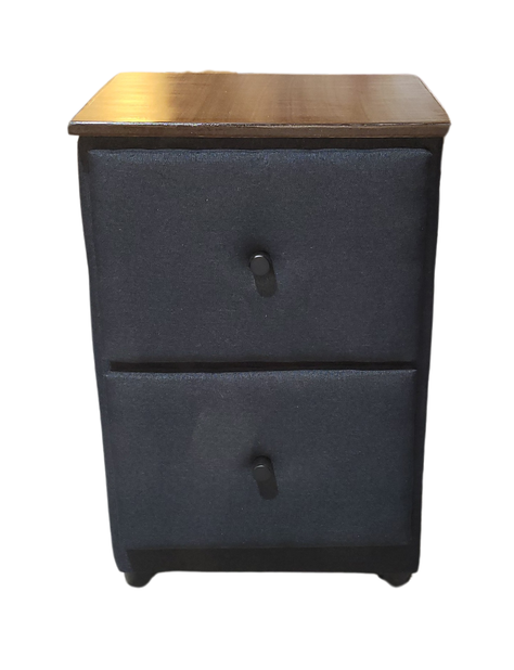 Velador Doble Cajón Negro Lino Rimar-2